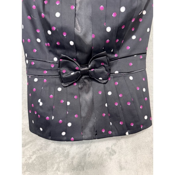 White House Black Market Polka Dot Bow Coquette Bustier Corset Top Size 6 Pink - Picture 2 of 6